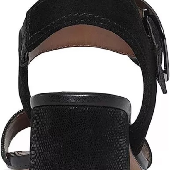 DONALD PLINER Neve Black Suede & Lizard Leather Heeled Sandal Shoes 10 NEW - Picture 5 of 6